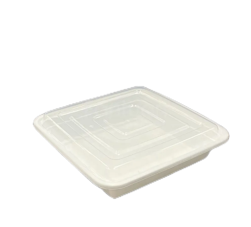 Pcm 48oz Square White with Clear Lid Container 150sets