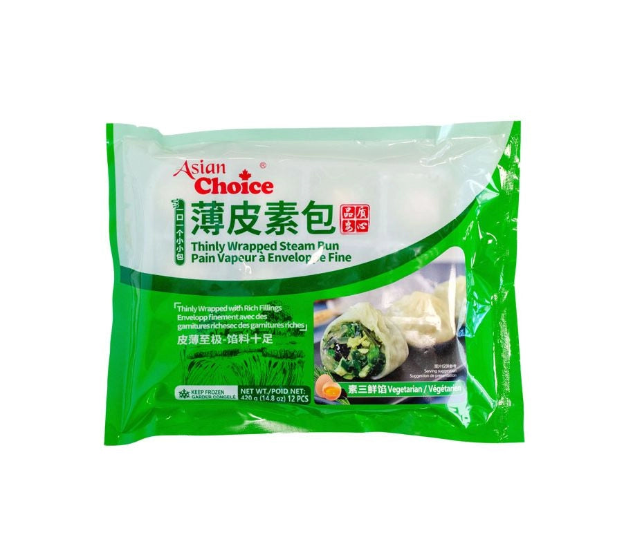 AC-Thinly Wrapped Vegetarian Steam Bun 薄皮素包(素三鲜) 420g*18/case