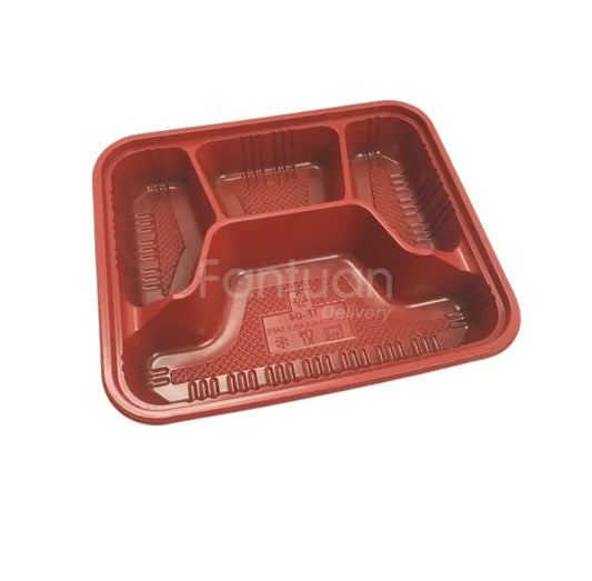 Bento Box 4 Compartment Red & Black 300/cs -tf04
