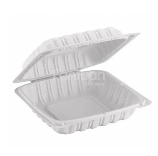 【Big Sale】white Pp 8*8*3" Hinged Box with hold -ty81