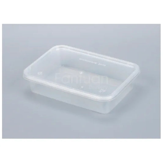 500ml Clear Plastic Rectangle Container with Lid 250set/cs