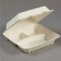 Bio 3 Comp Hinged Sugarcane Box (l) 9x9x3" 200/cs