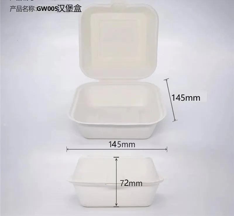Bio Hinged Sugarcane Box (5x5x3") 400/cs
