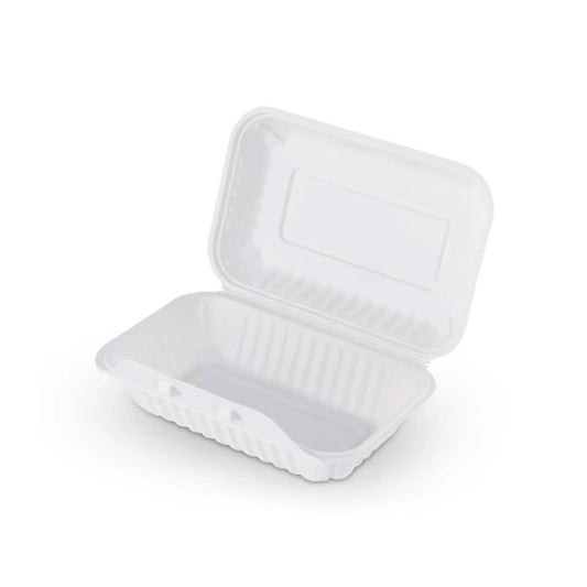 EP188 PP White Hinged Container 8.8x5.7x3" 150pcs/cs